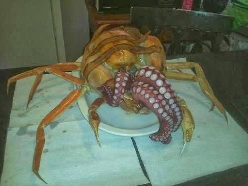 photo: a turkey stuffed by an octopus, natch.