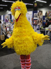 Photo of a cosplayer's big bird costume